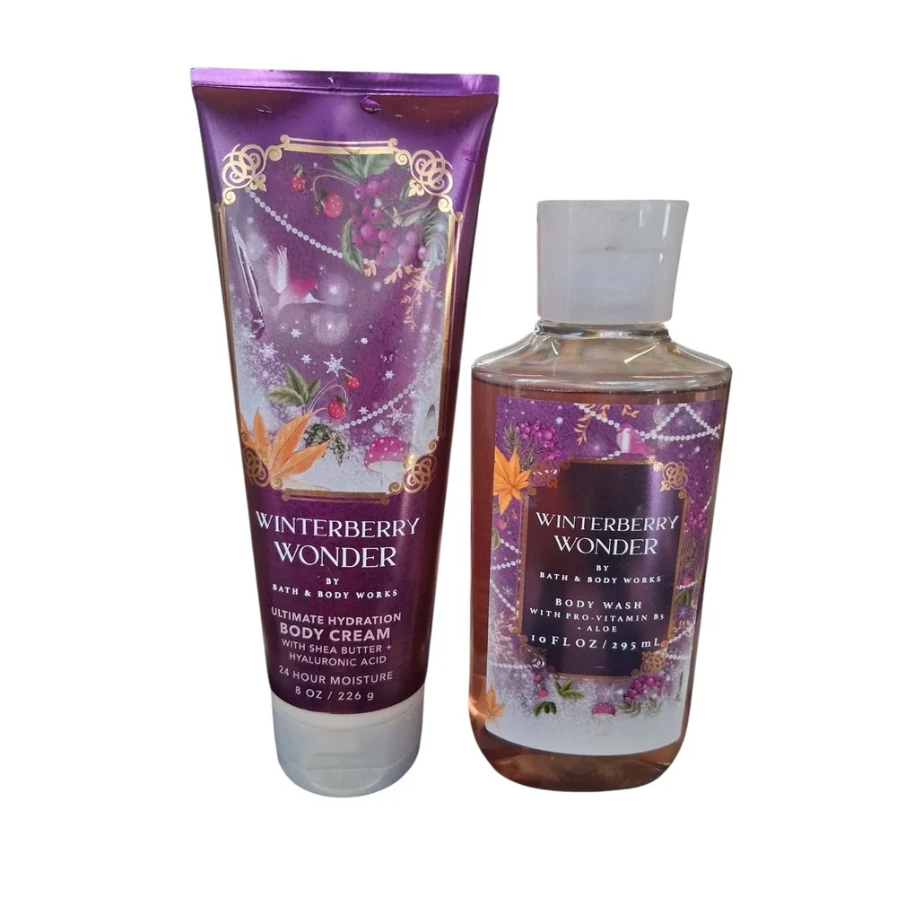 Bath‎ & Body Works Women's Winterberry Wonder Aroma 24HR Cream + Shower Gel Soap